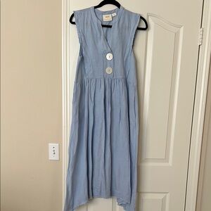 Maeve Blue Sundress with V-neck Sleeveless Design for Casual Wear